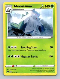 Pokemon Abomasnow SWSH02: Rebel Clash 013/192 Near Mint NM - Image 1