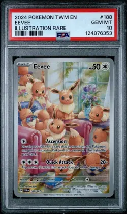 2024 POKEMON TWM EN-TWILIGHT MASQUERADE ILLUSTRATION RARE #188 EEVEE PSA 10 - Image 4