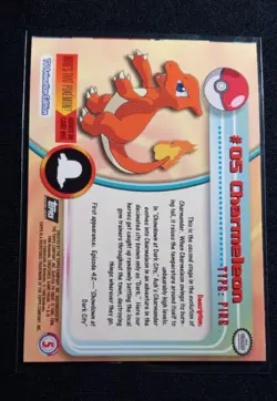 MISCUT 1999 Topps Pokemon -CHARMELEON FOIL Flames #05 Black Logo TV Series 1 - Image 2