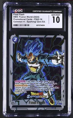 2024 Dragonball Z Cards FS02-16 Final Flash C CGC 10 Sparking! Zero Vegeta Promo - Image 1