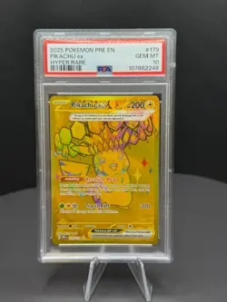 2025 POKEMON PRE EN-PRISMATIC EVOLUTIONS HYPER RARE #179 PIKACHU EX PSA 10 - Image 1