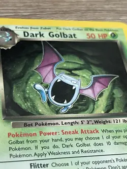 Wizards of the Coast 2000 Pokemon Team Rocket Dark Golbat 7/82 Holo Rare 50 HP - Image 2