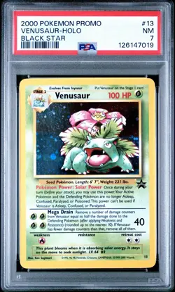 2000 Pokemon Promo Venusaur Holo Black Star PSA 7 Fresh Grade - Image 1
