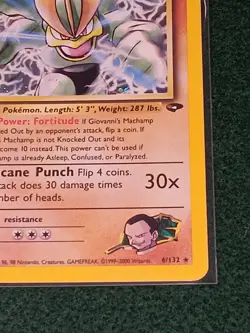 Pokemon Giovanni's Machamp 6/132 Gym Challenge Holo Rare Unlimited 100HP English - Image 2