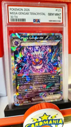 Pokemon Mega Gengar Ex Tera Cristal 30th Signed UV Italian Artist Fancard 1 Of30 - Image 1