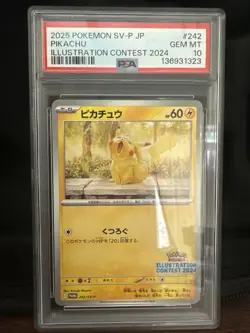 Pokemon 2025 SV-P Pikachu #242 Promo Illustration Contest Japanese PSA 10 - Image 1