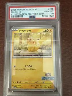 Pokemon 2025 SV-P Pikachu #242 Promo Illustration Contest Japanese PSA 10 - Image 2