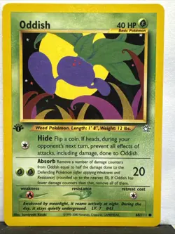 Pokemon Oddish 68/111 Neo Genesis 1st Edition LP - Image 1