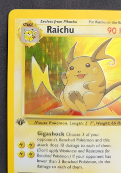Pokemon Raichu Fossil 14/62 90 LP Holo Rare 1st Edition MP - Image 2