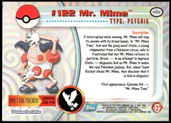 Pokemon 2000 Topps TV Animation Edition Series 3 #122 Mr. Mime Blue Logo - Image 2