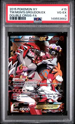 PSA 4 2015 Pokemon XY Double Crisis Full Art Team Magma's Groudon EX 15/34 Holo - Image 1