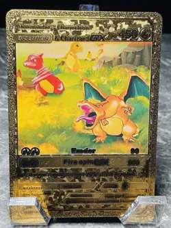 Charmander Charmeleon Charizard GX Gold Display Card Pokemon TCG - Image 1