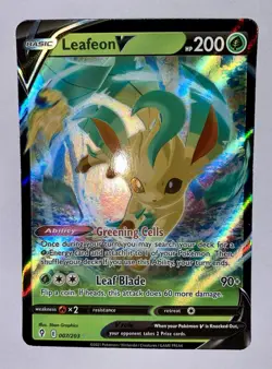 Pokemon TCG Leafeon V 007/203 Evolving Skies Holo Ultra Rare Pokemon Card - Image 3