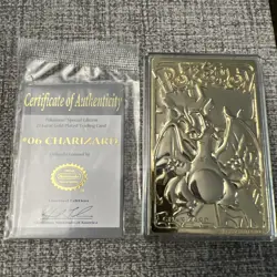1999 Charizard Card Pokemon Burger King, Nintendo, 23 Karat Gold Plated - Image 1