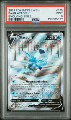 2021 POKEMON SWORD & SHIELD EVOLVING SKIES #175 FULL ART/GLACEON V PSA 9 - Image 1