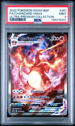2022 POKEMON SWSH BLACK STAR PROMO #261 FULL ART/CHARIZARD VMAX PSA 9 - Image 1