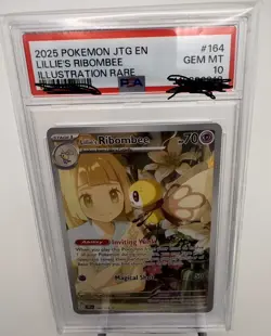 Pokemon Lillie's Ribombee 164/159 Sv09 Illustration Rare Holo PSA 10 - Image 1