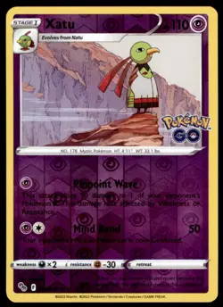 Xatu 033/078 Uncommon Pokemon GO Pokemon Reverse Holo Lightly Played - Image 1