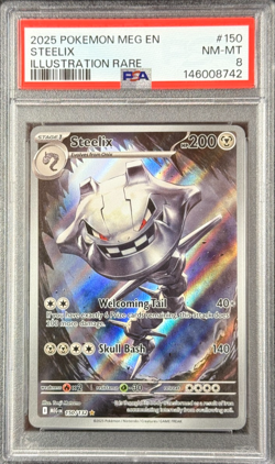 2025 POKEMON MEGA EVOLUTION EN STEELIX ILLUSTRATION RARE #150 NM-MT PSA 8 - Image 1