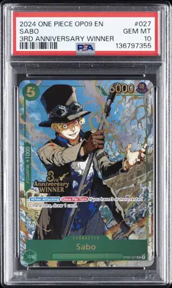 2025 ONE PIECE 3RD ANNIVERSARY TOURNAMENT 3 BROTHERS PACK WINNER SABO PSA 10 - Image 1