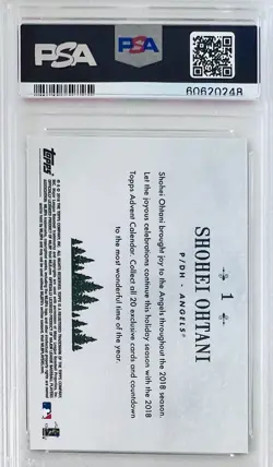 2018 Topps Advent Calendar Shohei Ohtani RC Card #1 SP Rookie Card PSA 10 💎 - Image 3