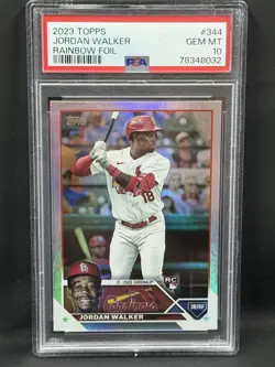 2023 Topps Baseball Jordan Walker RC Rainbow Foil PSA 10 CARDINALS - Image 1