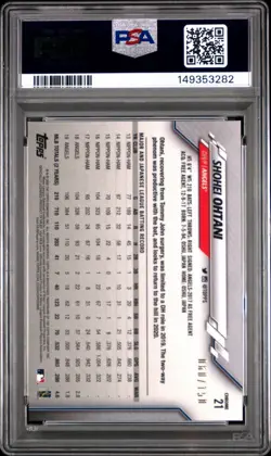 2020 Topps Chrome Shohei Ohtani #21 Blue Refractor /150 PSA 10 GEM MINT POP 11 - Image 2