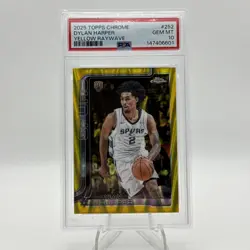 Topps Chrome Dylan Harper #252 Yellow Raywave Refractor Rookie RC /275 PSA 10 - Image 1