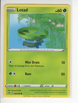 LOTAD REBEL CLASH SET POKEMON CARD 007/192 NM/M - Image 1
