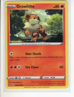 GROWLITHE REBEL CLASH SET POKEMON CARD 027/192 NM/M - Image 1
