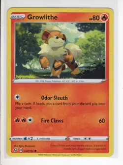 GROWLITHE REBEL CLASH SET POKEMON CARD 027/192 VG - Image 1