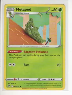 METAPOD REBEL CLASH SET POKEMON CARD 002/192 NM/M - Image 1