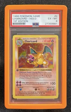 1999 Pokemon 1st Edition Shadowless Charizard Base Set Holo Rare #4 PSA 6 EX-MT - Image 1