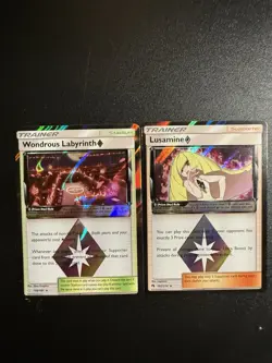 Pokemon TCG Wondrous Labyrinth Prism Star Holo + Lusamine Prism Star Team Up - Image 1
