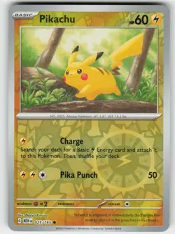 Pikachu 025/165 Reverse Holo Common 151 Pokemon NM - Image 1