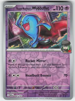 TEAM ROCKET'S WOBBUFFET 082/182 R REVERSE HOLO DESTINED RIVALS POKEMON NM/M - Image 1