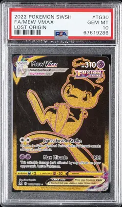 2022 POKEMON SWORD & SHIELD LOST ORIGIN #TG30 FULL ART/MEW VMAX PSA 10 - Image 1