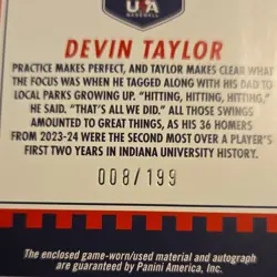 2025 Panini Stars & Stripes Silhouettes Devin Taylor Auto Patch /199 - Image 3