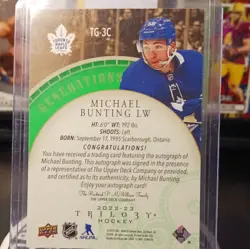Upper Deck Trilogy Generations Michael Bunting #TG-3C Auto 12/25 Maple Leafs - Image 3