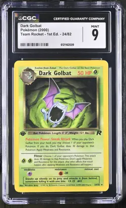 CGC 9 MINT Dark Golbat Team Rocket 1st Edition 24/82 Pokemon Card - Image 1