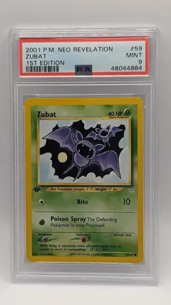2001 Pokemon 1st Edition Neo Revelation Zubat 59/64 PSA 9 MINT! - Image 1