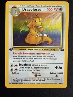 Pokemon TCG Dragonite Fossil Holo Rare 1st Edition 4/62 (FRENCH, DRACOLOSSE) - Image 1