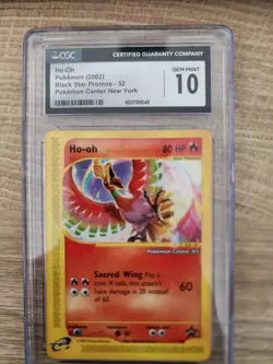 HO-OH 2002 BLACK STAR PROMO #52 POKEMON CENTER NEW YORK CGC GEM MINT 10 - Image 1