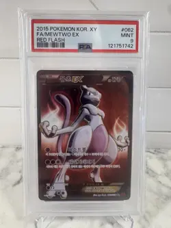 2015 Pokemon XY Red Flash Korean Mewtwo EX Full Art PSA 9 Mint - Image 1