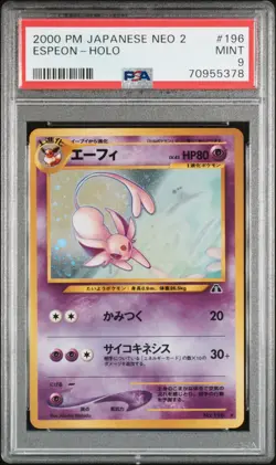 2000 Pokemon Neo 2 Espeon #196 Japanese Holo PSA 9 MINT - Image 1