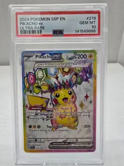 Pikachu Ex #219/191 - 2024 Pokemon Sv: Surging Sparks - GEM Mint PSA 10 - Image 1
