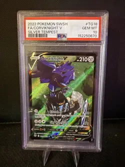 2022 Pokemon PSA 10 Corviknight V #TG18/TG30 SWSH Silver Tempest Trainer Gallery - Image 1