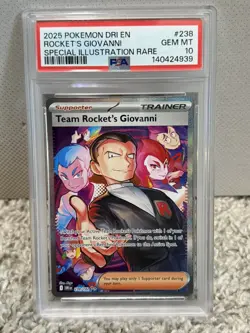 2025 POKEMON DRI EN-DESTINED RIVALS #238 TEAM ROCKET'S GIOVANNI PSA 10 - Image 1