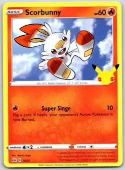 POKEMON MCDONALD'S 25TH ANNIVERSARY PROMOS SCORBUNNY 016/025 PROMO NON HOLO NM - Image 1
