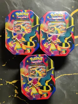 Pokemon TCG (x3) Mega Charizard Y EX Tins New Factory Sealed - Image 1